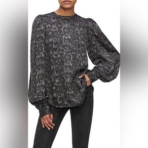 Anine Bing / Renee Stretch Silk Shirt / Grey Python/ Size M